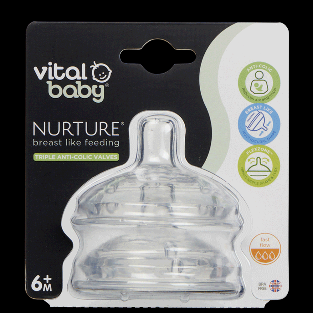 Vital Baby - Nurture Breastfeeding Teats Fast Flow (2Pk) |6 Months+